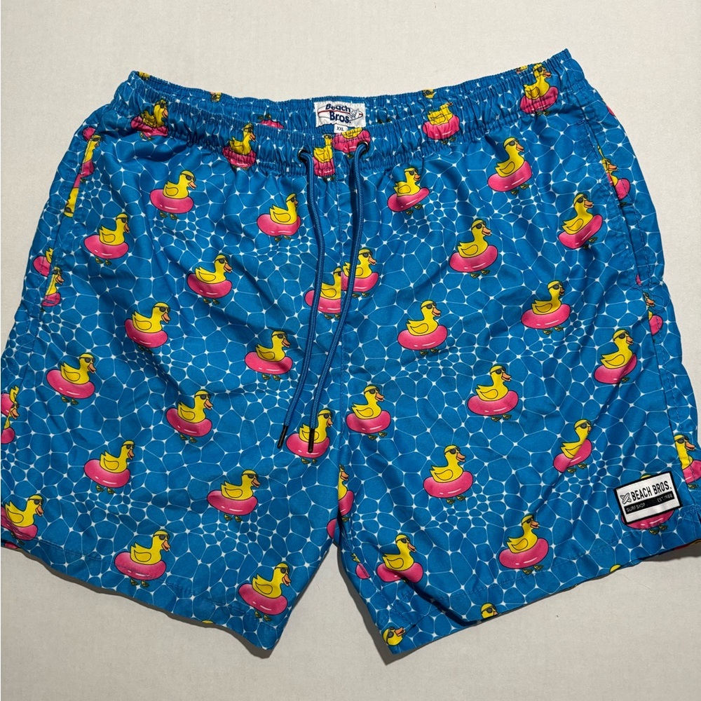 Beach Bros Swim Trunks, Duck Floatie Print, Men's XXL‎ #912